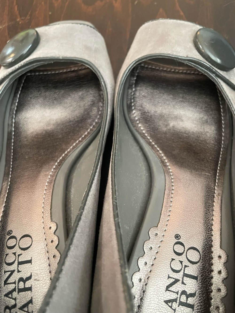 Franco Sarto L’Avanti Women's Gray Suede Peep Toe Pumps - Picture 3 of 10